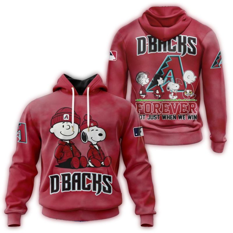 Arizona Diamondbacks Peanuts and Snoopy Forever AOP Hoodie 1