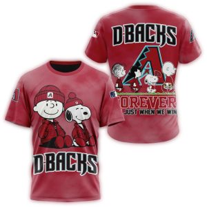 Arizona Diamondbacks Peanuts And Snoopy Forever All Over Print T Shirt