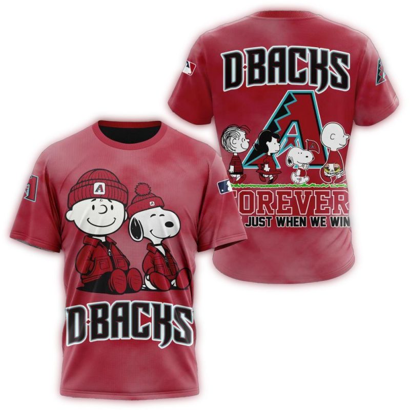 Arizona Diamondbacks Peanuts and Snoopy Forever AOP T Shirt 1
