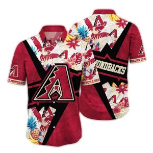 Arizona Diamondbacks Pineapple Leafs Pattern Hawaiian Shirt