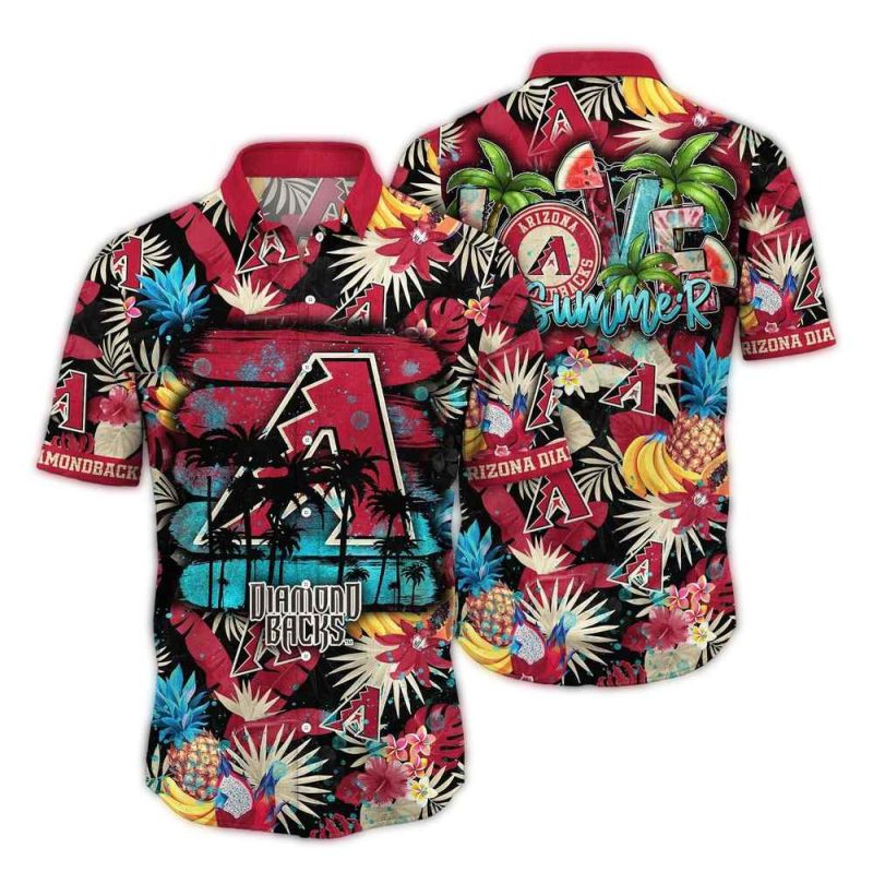 Arizona Diamondbacks Pineapple Leafs Pattern Tropical Hawaiian Shirt 1