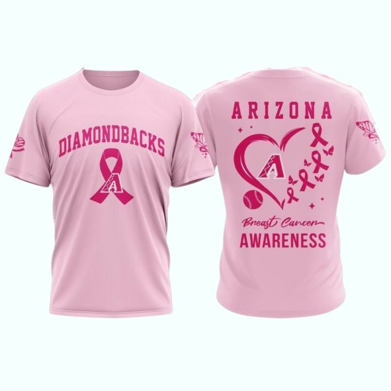 Arizona Diamondbacks Pink Breast Cancer Awareness AOP T Shirt 1