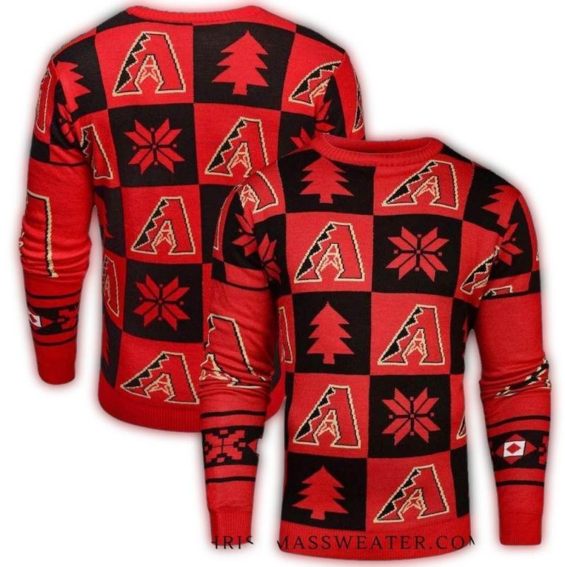 Arizona Diamondbacks Red And Black Checkerboard Ugly Sweater 1
