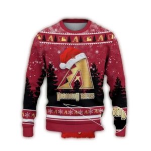 Arizona Diamondbacks Santa Hat Black And Red Christmas Ugly Sweater
