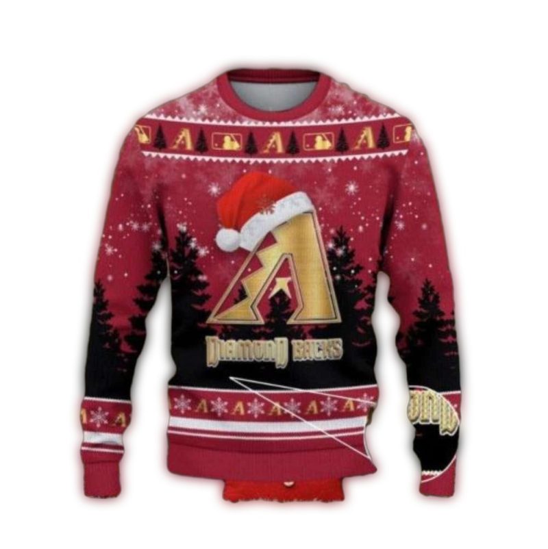 Arizona Diamondbacks Santa Hat Black And Red Christmas Ugly Sweater 1