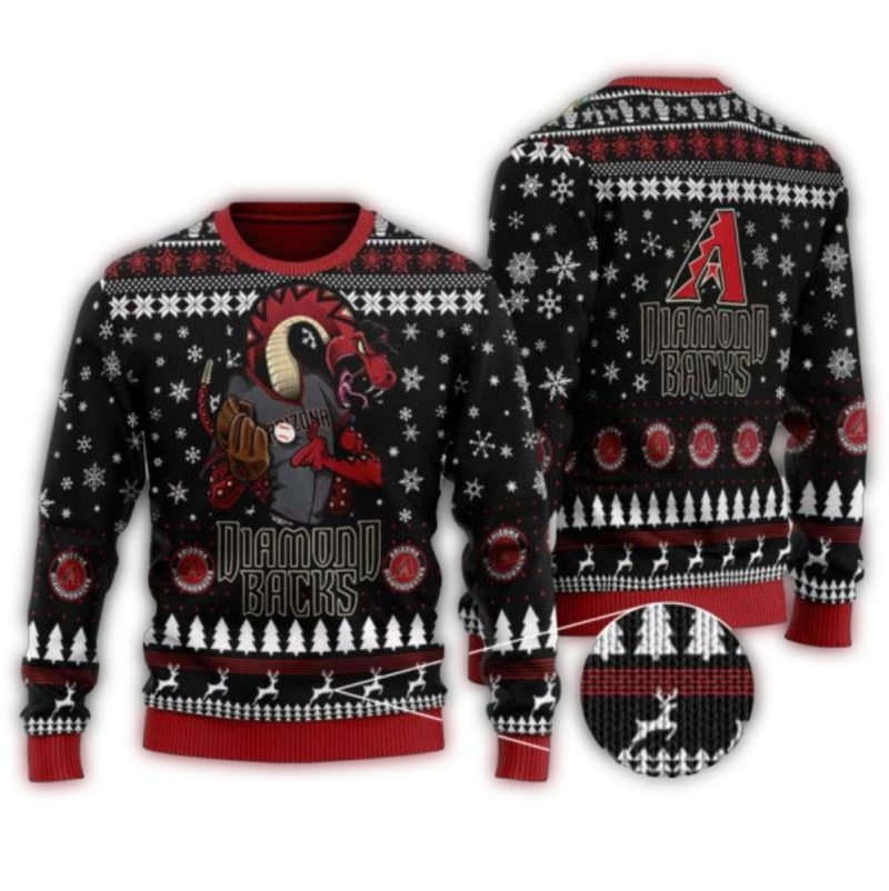 Arizona Diamondbacks Santa With Reindeer Sleigh Ugly Sweater 1