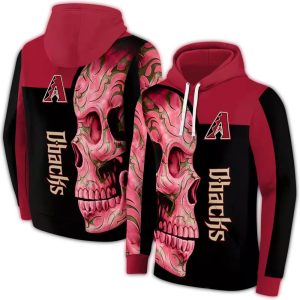 Arizona Diamondbacks Skull Motif All Over Print Hoodie