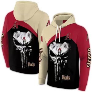 Arizona Diamondbacks Skull Punisher All Over Print Hoodie