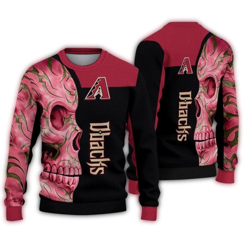 Arizona Diamondbacks Skull Swirl Red Black Ugly Sweater 1