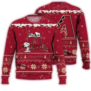 Arizona Diamondbacks Snoopy Christmas Lights Ugly Sweater