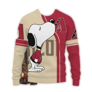 Arizona Diamondbacks Snoopy In Red Jersey Ugly Sweater