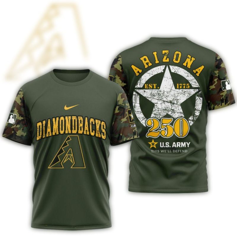 Arizona Diamondbacks Special US Army 250th Birthday AOP T Shirt 1