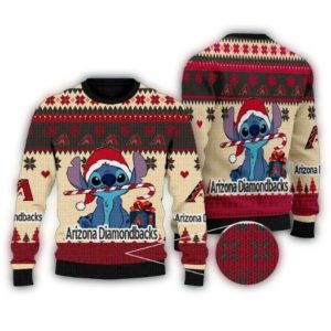 Arizona Diamondbacks Stitch Candy Cane Christmas Ugly Sweater