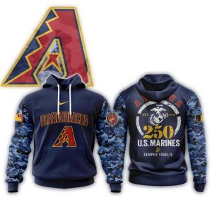 Arizona Diamondbacks Usmc 250Th Birthday All Over Print Hoodie
