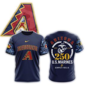Arizona Diamondbacks Usmc 250Th Birthday All Over Print T Shirt