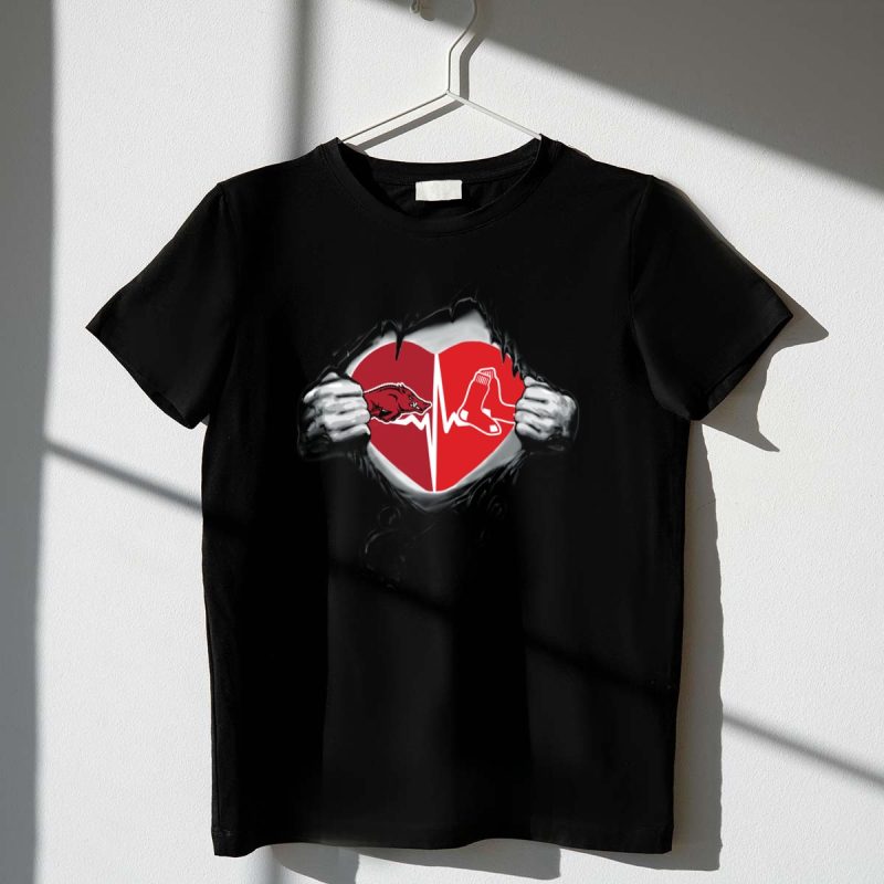 Arkansas Razorbacks Boston Red Sox Heartbeat T Shirt t shirt 1 1