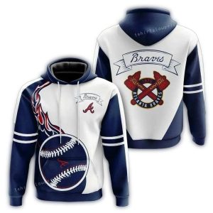 Atlanta Braves Fire Ball All-Over Print Hoodie For Fans