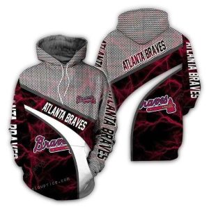 Atlanta Braves Armor Thunder All-Over Print Hoodie For Fans