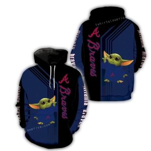 Atlanta Braves Baby Yoda All-Over Print Hoodie For Kids