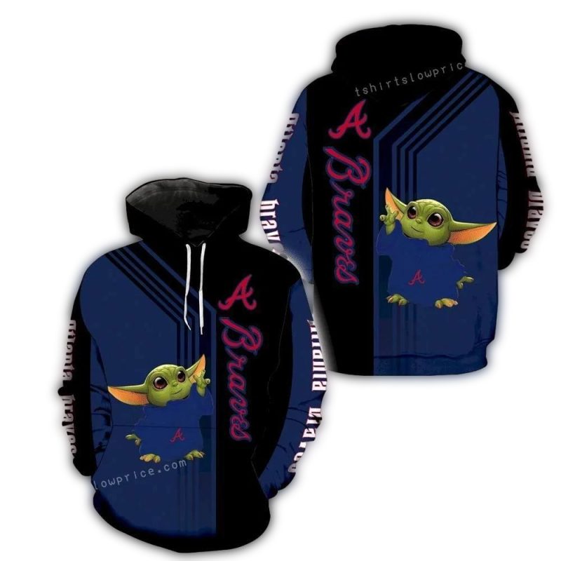 Atlanta Braves Baby Yoda Full Print 3D Hoodie And Zipper Men Women 1