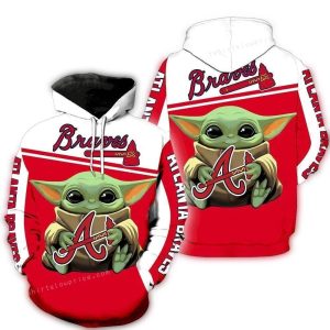 Baby Yoda Atlanta Braves All-Over Print Hoodie For Fans
