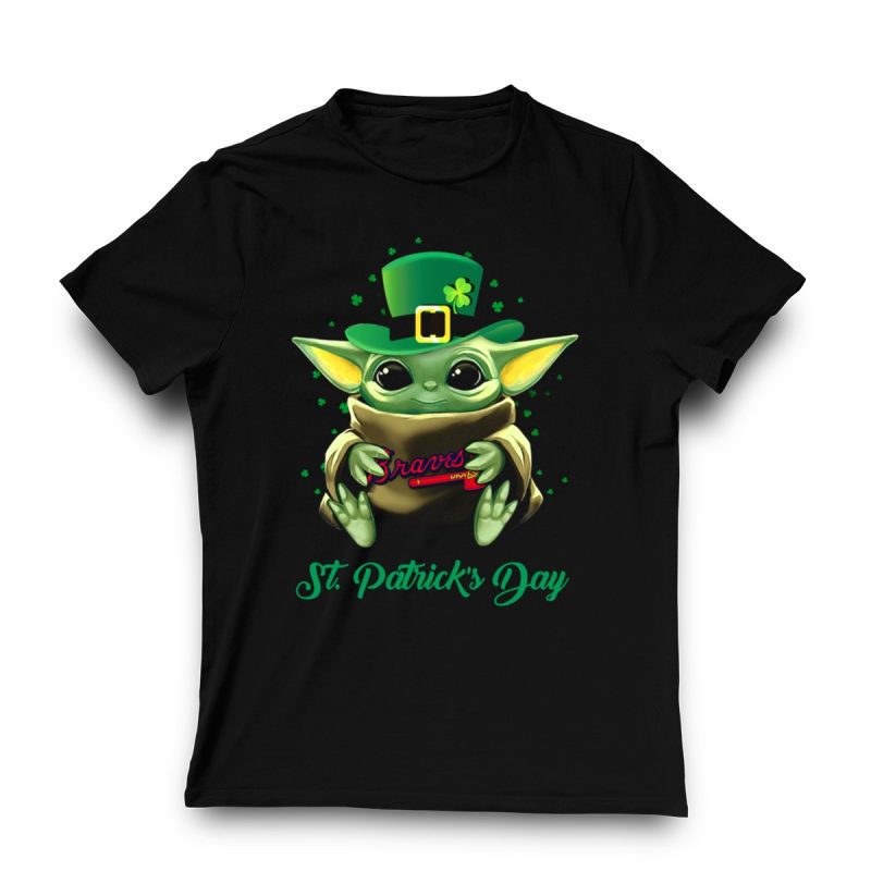 St Patrick'S Day Baby Yoda T-Shirt For Atlanta Braves Fans - Image 3