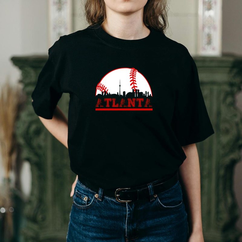 Atlanta Braves Skyline Love T-Shirt - Perfect For Baseball Fans - Image 2