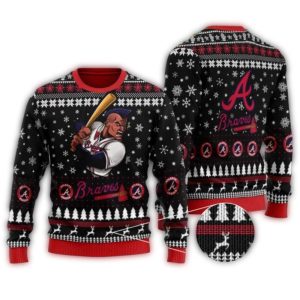 Atlanta Braves Retro Christmas Sweatshirt - Vintage Baseball Design