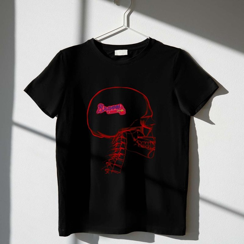 Atlanta Braves Neon X-Ray Brain Skeleton T-Shirt For Fans
