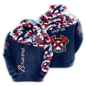 Camo Blue All-Over Print Hoodie For Atlanta Braves Fans