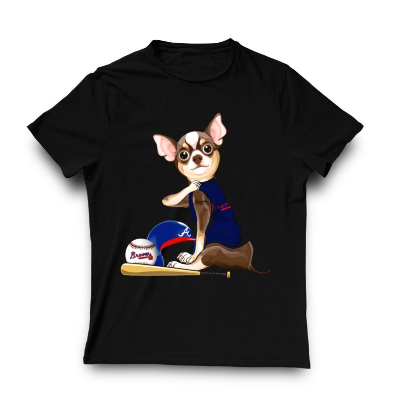 Atlanta Braves Chihuahua Baseball Team Spirit T-Shirt For Fans - Image 3