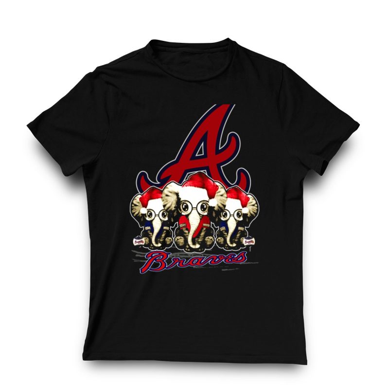 Atlanta Braves Christmas Elephants Graphic T-Shirt For Holiday Cheer - Image 3