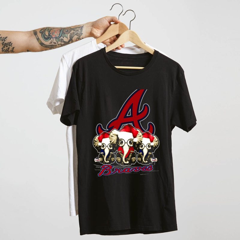 Atlanta Braves Christmas Elephants Graphic T-Shirt For Holiday Cheer - Image 4