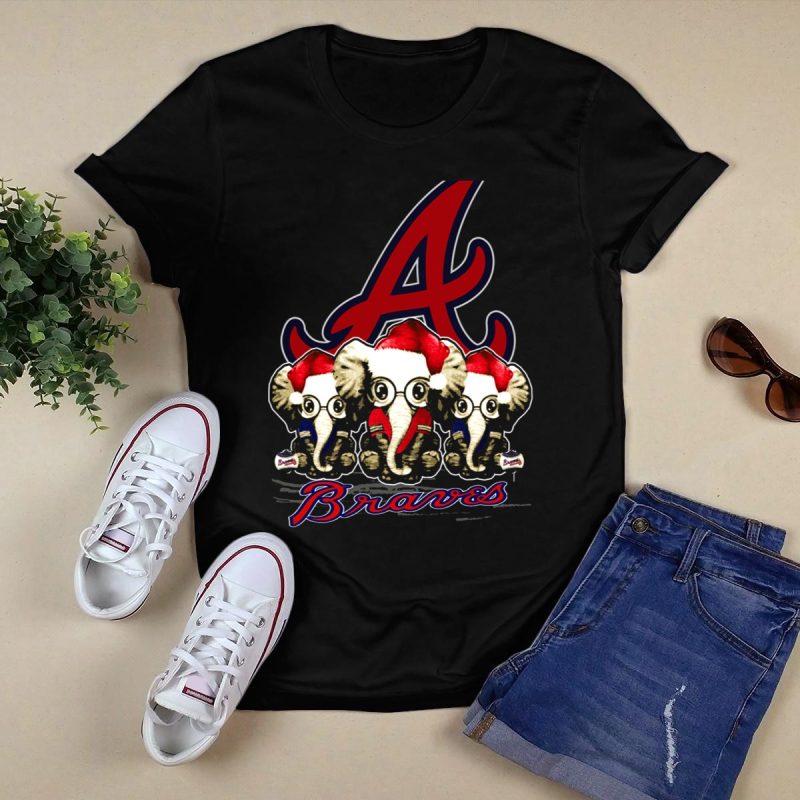 Atlanta Braves Christmas Elephants Graphic T-Shirt For Holiday Cheer - Image 5