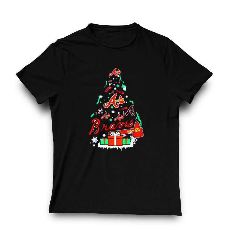 Atlanta Braves Holiday T-Shirt - Festive Christmas Tree Design - Image 3