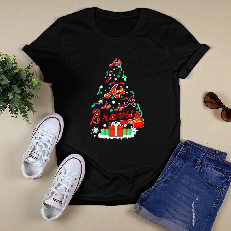 Atlanta Braves Holiday T-Shirt - Festive Christmas Tree Design - Image 5
