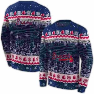 Atlanta Braves Christmas Trees All-Over Print Sweatshirt For Fans