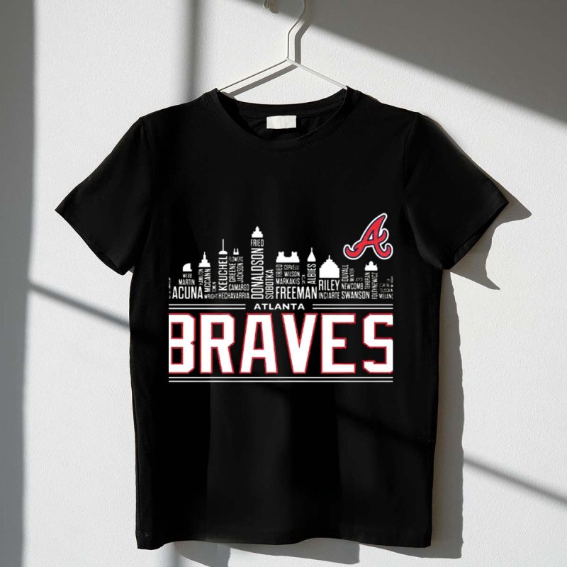 Atlanta Braves City Skyline Player Names Graphic T-Shirt