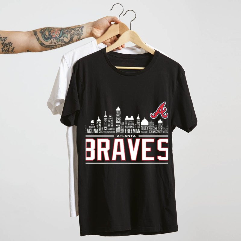 Atlanta Braves City Skyline Player Names Graphic T-Shirt - Image 4