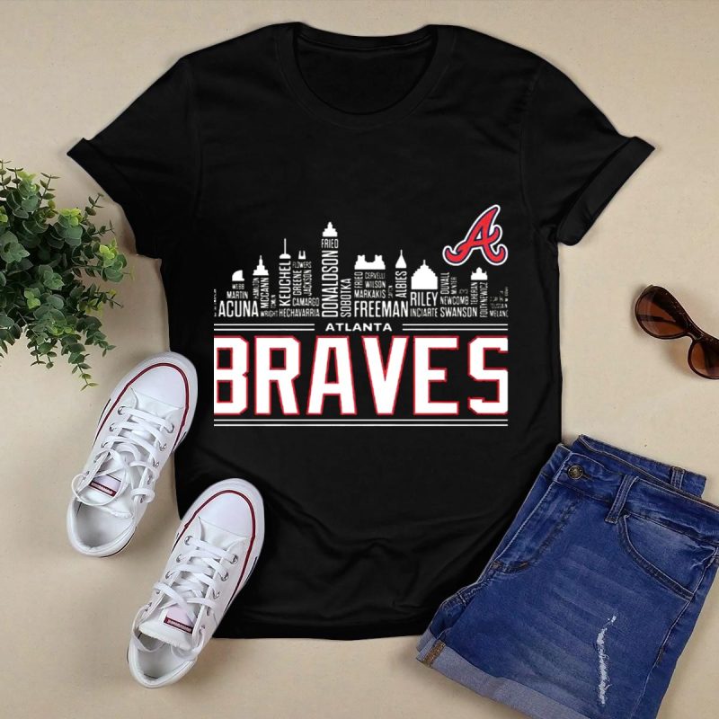 Atlanta Braves City Skyline Player Names Graphic T-Shirt - Image 5