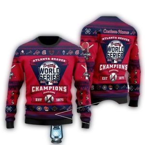 Personalized Atlanta Braves 2021 World Series Champions Ugly Sweater