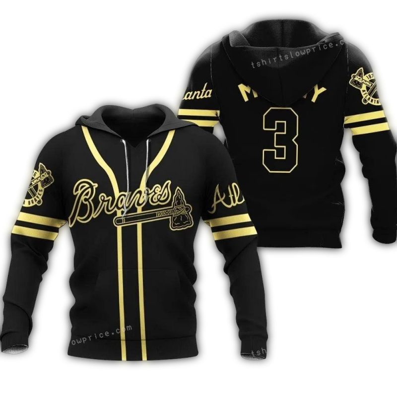 Atlanta Braves Dale Murphy 3 Great Player MLB Black 3D Hoodie Allover Gift For Atlanta Fans Hoodie 1