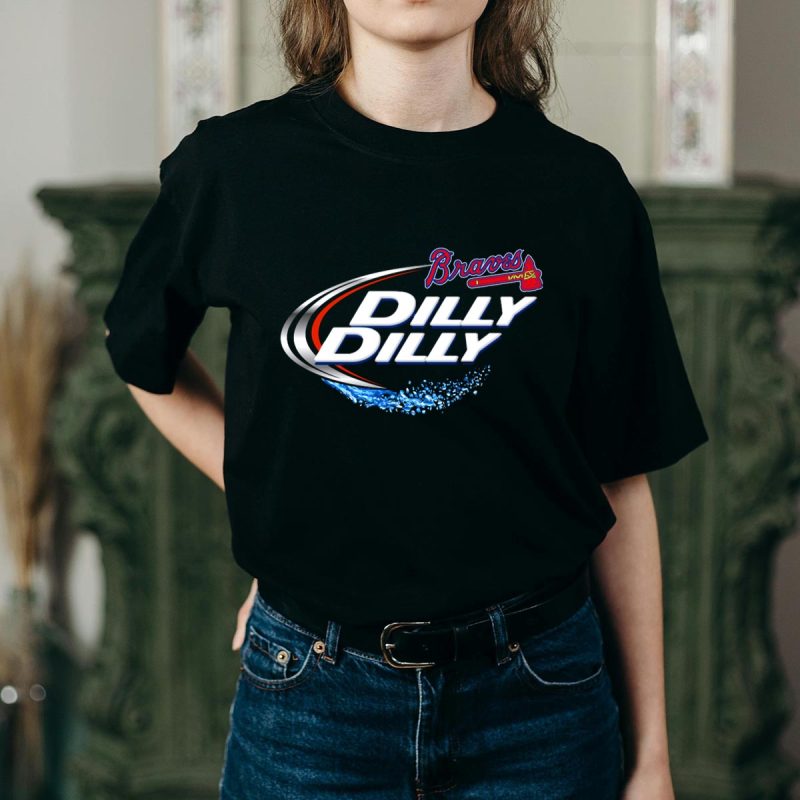 Atlanta Braves Dilly Dilly Logo Splash Baseball T-Shirt For Fans - Image 2