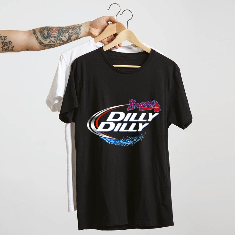 Atlanta Braves Dilly Dilly Logo Splash Baseball T-Shirt For Fans - Image 4