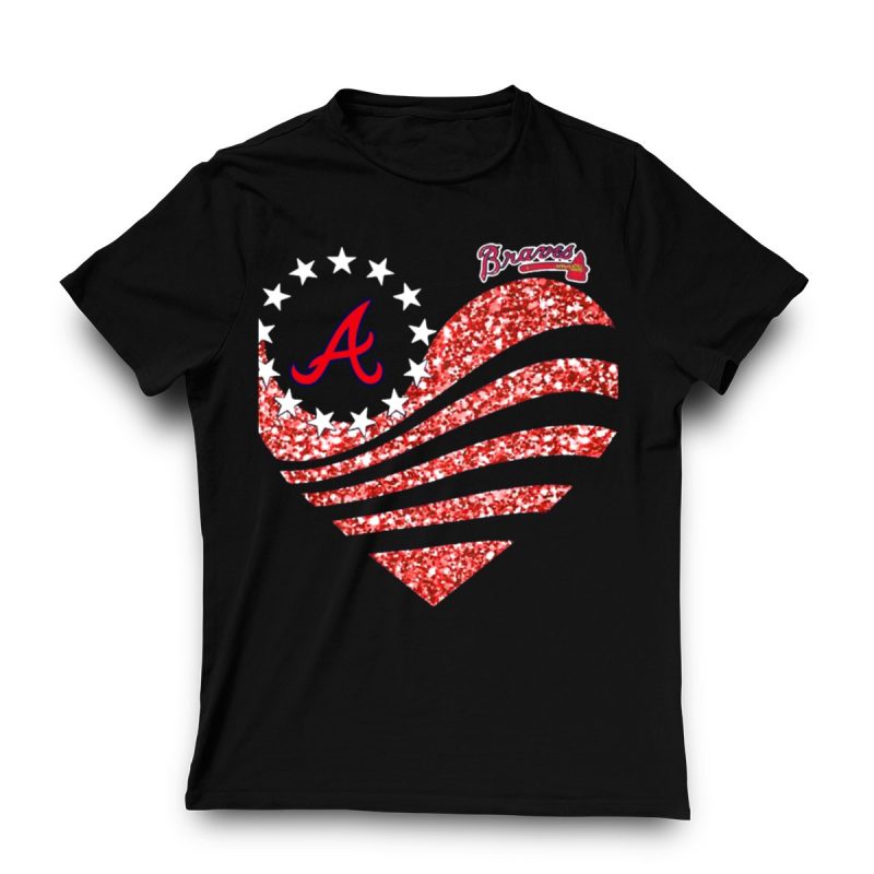 Atlanta Braves Glitter Heart T-Shirt For Fans And Collectors - Image 3