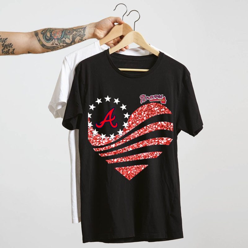 Atlanta Braves Glitter Heart T-Shirt For Fans And Collectors - Image 4