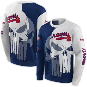 Atlanta Braves Skull Graphic All Over Print Sweatshirt For Fans
