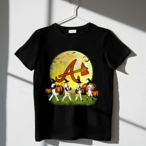 Atlanta Braves Halloween Pumpkin Moon Bats T-Shirt For Fans