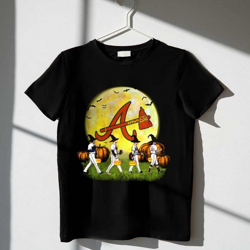 Atlanta Braves Halloween Pumpkin Moon Bats T-Shirt For Fans