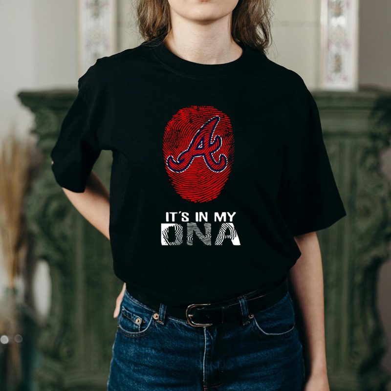 Atlanta Braves It'S In My Dna Fingerprint T-Shirt - Fan Apparel - Image 2